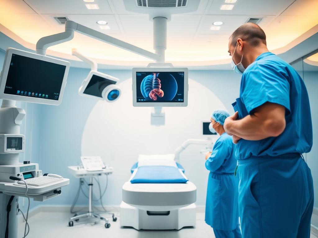 Sala de colonoscopia con equipo de video endoscopia