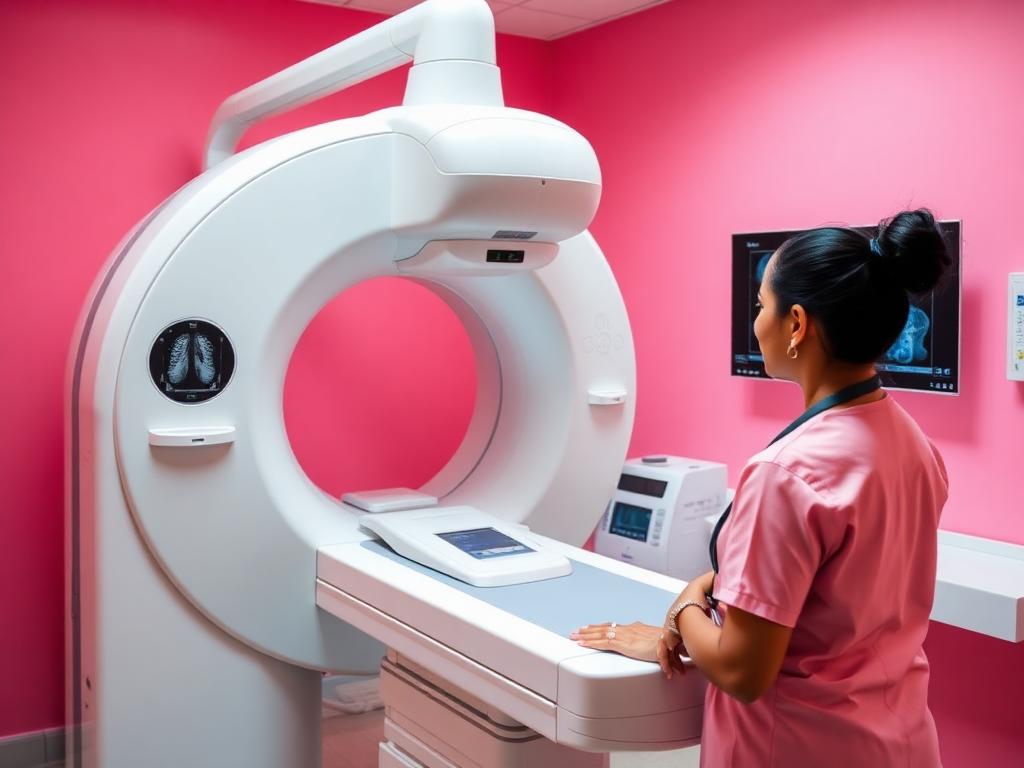Equipo de mamografía en sala de salud de la mujer